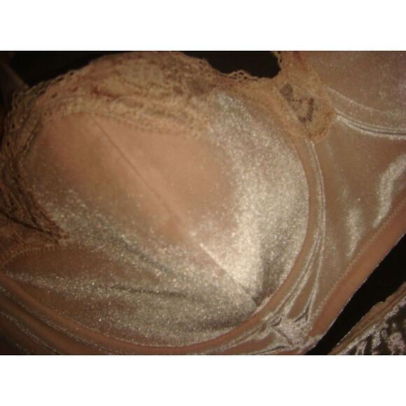 NWT Victoria's Secret 36DD BRA SET+L thong NUDE beige VELOUR velvet floral lace - Picture 3 of 6